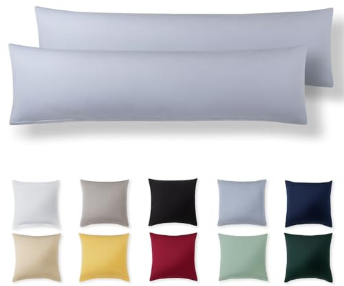Alreya Kissenbezug 40 x 145 cm (2er Set) - Hellblau - 100% Jersey Baumwolle - Kissenhülle für Kissen 40x145 cm, Jersey Kopfkissenbezüge, Superweicher Kissenbezüge 40x145 mit Reißverschluss