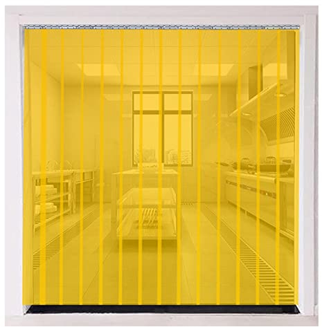 IBOWZ Transparenter PVC-Türvorhang Kit Kunststoffstreifen-Türvorhang, transparenter PVC-Vorhang, Vinyl-Türstreifen für Geschäft/Fabrik/Garage/Terrasse, gelb