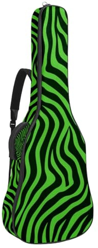 Generisch Universale Tasche für Akustikgitarre, wasserdichte Gigbag mit Staufächern, Schutzschicht und Taschen, grüne Zebrastreifen, mehrfarbig, 42.9x16.9x4.7 in, Gitarrentasche, jtb-001-1