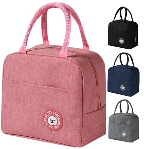 WUWYOUWL Bolsa de almuerzo, bonita lonchera aislada de cartón, bolsas de almuerzo reutilizables, bolsa de almuerzo impermeable, bolsa de almuerzo plegable para mujeres, hombres, niños y estudiantes,