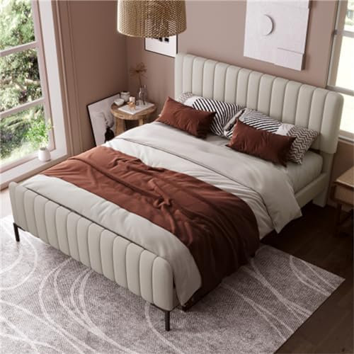 Gepolstertes Doppelbett Mit Verstellbarem Kopfteil, Rückenlehne, Stauraum Unter Dem Bett, Lattenrost, Modernes Design, Geeignet Für Schlafzimmer Für Erwachsene Und Jugendliche(Size:140x200cm)