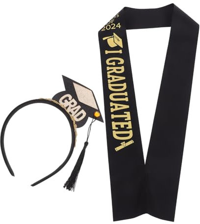 PRETYZOOM Graduation Schärpe Und Stirnband Zum Schulabschluss Satin-schärpe Für Schulabschlussfeier Haarband-Accessoire Für Absolventen