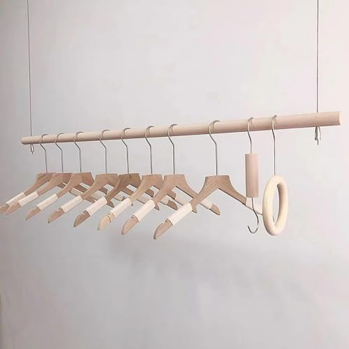 AYVADA Kleiderstange Deckenmontage, Kleiderständer, Garderobenständer, offene Garderobe, Industriedesign, bis zu Einer maximalen Belastung von 75 kg (170 cm Wachsseil/Drahtseil).