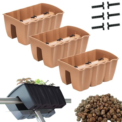 DIKEL 3x box per ringhiere - vaso per fiori da interno ed esterno - vaso per fiori - vaso per balconi - vaso decorativo - DCRO400 + argilla espansa 5l - 280x395x200mm - terracotta