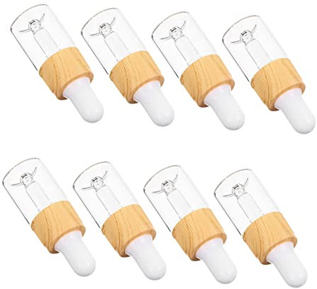 HONMEET 8stücke Teiliges Holzmaserung Glas Tropfflaschen Nachfüllbare Pipettenflaschen Für Ätherische Öle Parfüm Essenzen Reiseflaschen Praktisch Präzise Dosierung Bpa-frei
