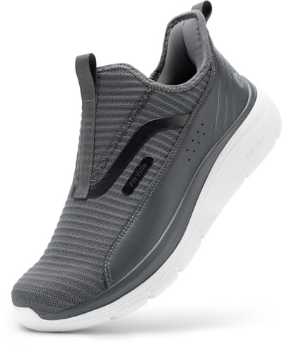 FitVille Extra Anchos Zapatillas para Caminar Hombre Zapatos Sin Cordones para Walking Transpirables Zapatillas Casual Slip-on