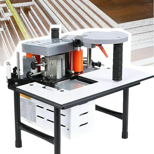 Dfdieratve Kantenanleimmaschine für die Holzbearbeitung, Tragbare 1200-W-Kantenanleimmaschine mit Gebogener Gerader Kante, Doppelseitiges Kleben, Einstellbare Geschwindigkeit 0–6 M/Min