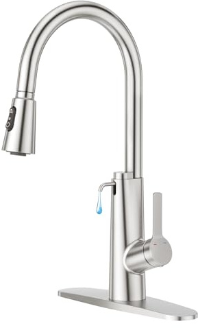 CREA 2 in 1 Kitchen Faucets with Soap Dispenser Built-in and Pull Down Sprayer,Single Handle Bar Sink Faucet 1 Hole Utility Laundry Commercial Faucet Brushed Nickel Stainless Steel