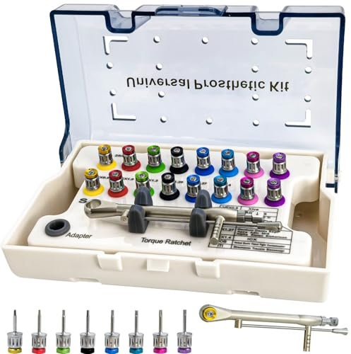 OBALOGI Kit de clé dynamométrique universelle pour implant, tournevis à cliquet 10-70 NCM avec 16 embouts de tournevis pour réparation de précision