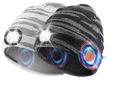 Bonnet musical pour homme avec lumière LED avec connectivité intelligente avec puce importée 5.3, profitez de la musique et passez des appels téléphoniques sans fil pour homme, papa, mari, petit ami,