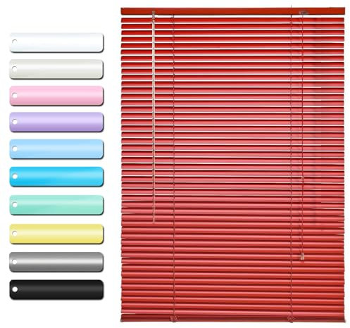 DJCYGG Rot Aluminium Jalousie Sonnenschutz Sichtschutz Tür Fenster Rollo Faltrollo Jalousette Metall Fensterjalousie Alu Lamellen 25mm,Mit Zubehör,Anpassbar,Breite x Höhe (120cm x 170cm)