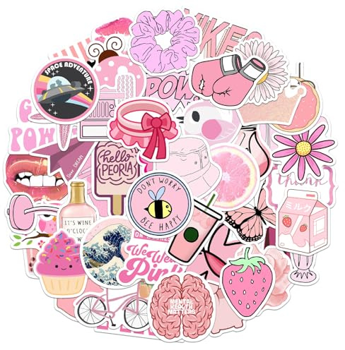 100pcs VSCO Coquette Stickers, Lovely Pink Girl Stickers Aesthetic Decal Graffiti Stickers Preppy Birthday Decoration Coquette Room Decor for Laptop Water Bottle Kids Teens Girls (Style 1)