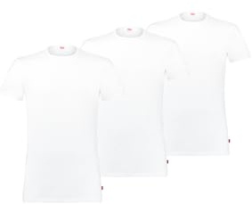 Levi's Herren T-Shirt 3-er Pack Men Herren Unterhemd Rund-Ausschnitt, Farbe:White, Bekleidungsgröße:XXL