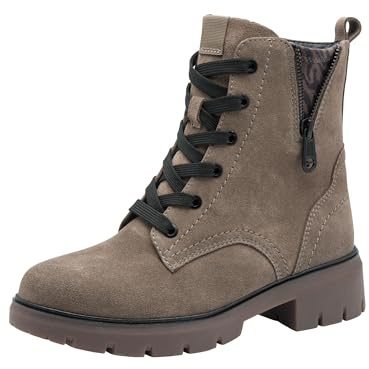 TAMARIS dam komfort spets boot platt halvlång stövel, pepper mocka, 37 EU, Peppar mocka, 37 EU