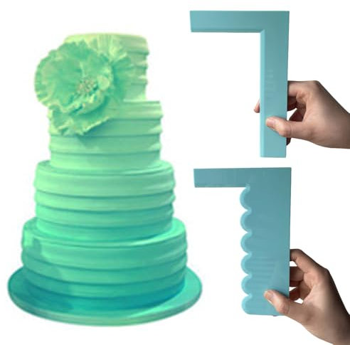 Yeesabella 2pcs 6.2 Inch Cake Scraper,Patterned Edge Cake Smoother Tool,Stripe Cake Leveler for Baking Cake, Buttercream Kitchen Accessory