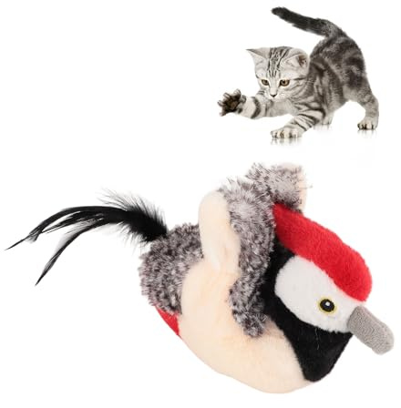 Fockety Juguete Interactivo para Gato, Juguete para Gato con Alas Que Baten, Simulación Interactiva de Vuelo, Pájaro Eléctrico Que Sacude al Gorrión, Juguete para Gato con Carga USB para