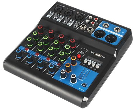 COYEUX 5-Channel Audio Mixer, Audio Dj Mixer, Computer Recording, Monitoring Output, Connecting Computer Act As Sound Card, for Recording Party