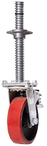 JTPMYFT Rueda Universal de Hierro Fundido de Goma de 6 Pulgadas con Ajuste de Tornillo Engrosado y Freno, Rueda de andamio con Freno(Cast Iron)