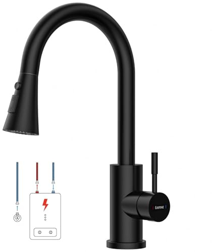DAYONE Grifo de cocina baja presión, negro extensible con 3 tipos de chorro grifo mezclador, grifo giratorio de 360°, Adecuado Para Calderas Y Dispositivos Bajo FregaderoGrifo De Cocina Desmontable