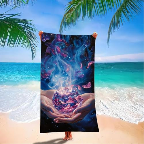 Telo Mare Astratto Asciugamano Microfibra Viola Grande 180x80 cm Asciugamano Palestra Uomo Telo Mare, Asciugatura Rapida, Assorbente, Antisabbia Leggero Stuoia Spiaggia per Palestra, Viaggi Nuoto G9-2