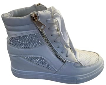 Fs- Climax Women Ladies Sneakers High Top Wedge Lace up Heel Trainers Pumps Platform Shoes