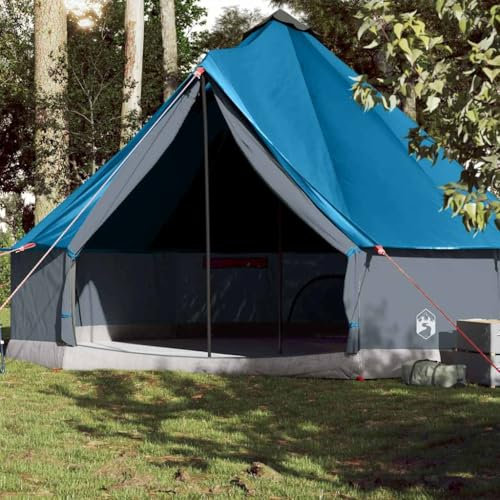 Emmtore Tipi-Familienzelt 10 Personen Blau Wasserdicht Campingzelt Gruppenzelt Gartenzelt Zelt
