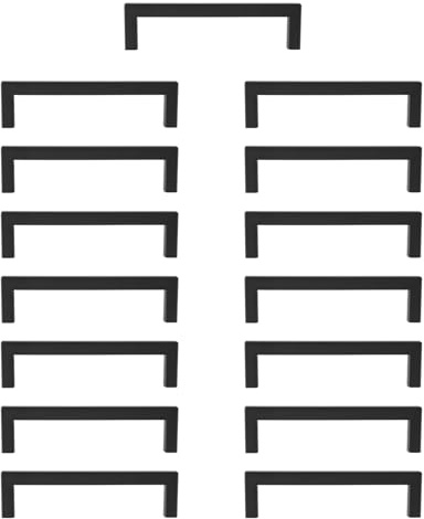 JF HOME BLISS 15 Pack Cabinet Kitchen Handles Black Bathroom Cabinet Handles Square Hole Center 128mm