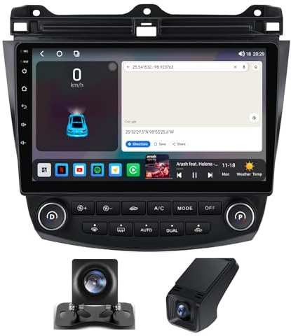 10 Pollici Radio Stereo Auto HD Androide 13 per Honda Accord 7 2002-2008 Controllo del Volante Touch Screen GPS FM RDS Telecamera Posteriore+DVR CarPlay Android Auto 4G(NF-2)