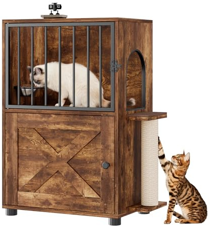 Hundefeste Futterstation für Katzen, Hunde-sicherer Futterspender, Katzenfuttertisch, Vintage-Stil