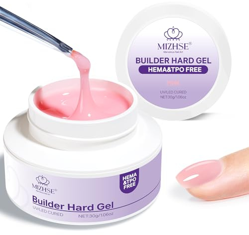 MIZHSE bygggel för gelnaglar HEMA-fri TPO-fri bygggel för naglar, uppbyggnadsgel hård gel för hem/nagelstudio, rosa, 30 g