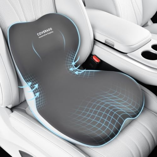 Coverado Sitzkissen und Lendenwirbelstützkissen für Bürostuhl und Autositz | Ergonomisches Memory-Schaum Rückenstütze Kissen, Ischias und Rücken und Tailbone Pain Relief Kissen
