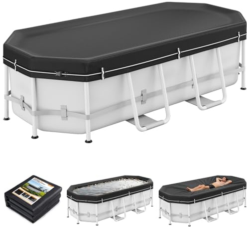 LXKCKJ Poolabdeckung Rechteckig für Oberirdische Schwimmbad | 2-in-1 Abdeckplane Pool für 731x365 cm Rechteckige & Oval Pools | Solarplane & Pool Winterabdeckung | 830x440 cm Pool Abdeckung