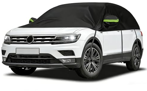 Half Car Cover Replacement for VW Tiguan Allspace Tesla Model Y Volvo XC60 BMW X3 Audi Q5, Waterproof Top Roof Half Cover All Weather, Universal Half Garage Windproof Dustproof Snowproof UV Resistant