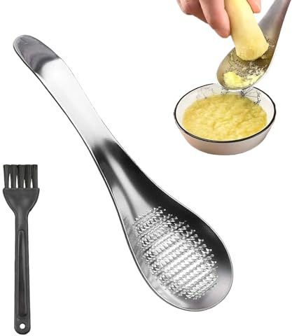 VTYTZZ Lot de 2 râpes à gingembre en acier inoxydable de qualité supérieure avec cuillère, râpe à gingembre, râpe à ail, râpe à muscade, râpe à gingembre, râpe à parmesan, hachoir, râpe à citron