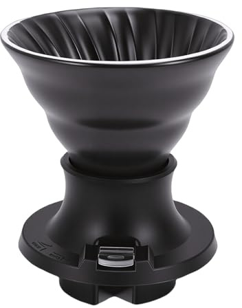 Pomya Ceramic Pour Over Coffee Maker with Immersion Design & Valve Control, Heat Proof Coffee Dripper Filter Holder for Home, Office, Travel (Black)