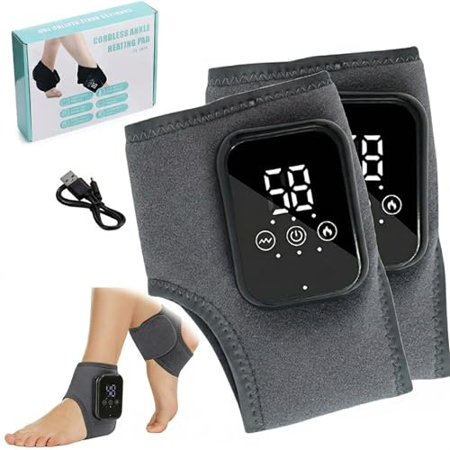 Fussmassagegerät, 3-in-1 Fußmassagegerät für Schmerzlinderung & Durchblutung, Wiederaufladbar Knöchel & Ferse Massage 2er Pack mit Wärme, Anthrazit,Universelle Passform für linken & rechten Fuß