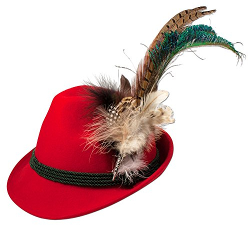Alpenflüstern Filzhut Trachtenhut Pfauenfeder rot ADV027