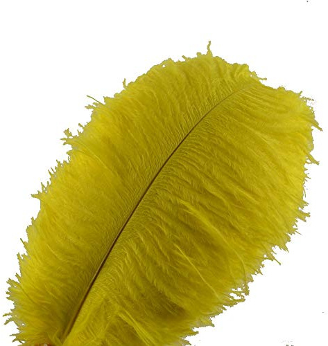 Sowder 10pcs Strauß-Federn 12-14inch (30-35cm) für Haupthochzeits-Dekoration (Gelb)