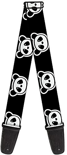 buckle-down Gitarrengurt 34-60 Panda Bear Cartoon2 Black/White