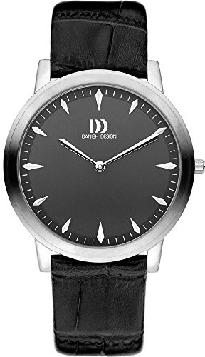 Danish Design Herren-Armbanduhr 40mm Armband Leder Schwarz Gehäuse Edelstahl Batterie Analog IQ14Q1154