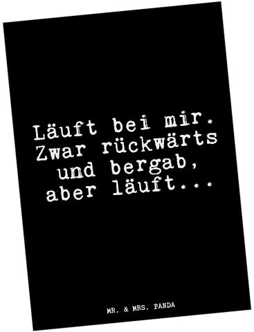 Mr. & Mrs. Panda Postkarte Läuft bei mir. Zwar... - Geschenk, Glizer Spruch Sprüche Weisheiten Zitate Lustig Weisheit Worte, Grußkarte, bildkarte, Ansichtskarten, Ansichtskarte, Postkarten
