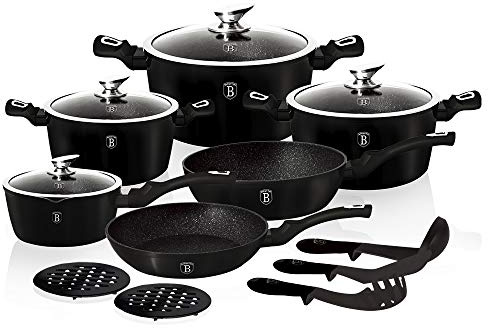 BERLINGERHAUS BH-1474 Granite Cooking Pot Set Glass Lid
