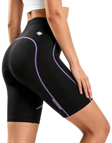 Santic Culotte Cycliste Femme Courte à Doublure 3D Poches Latérales Pratiques UPF 50+ Tissu Antibactérien à Séchage Ultra-Rapide