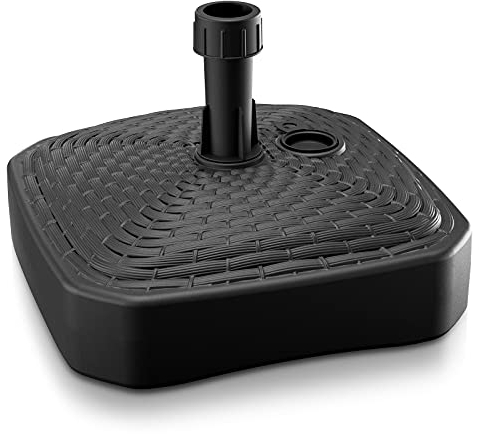 Deuba® Sonnenschirmständer Poly Rattan Eckig bis Ø 26 mm Mast Befüllbar Sonnenschirm Schirmständer Ständer Gartenschirm Balkon Terrasse Garten Schwarz