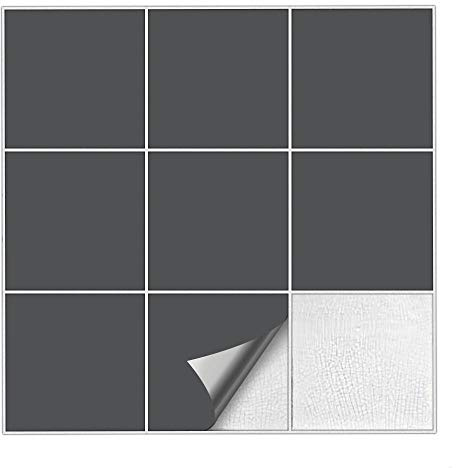 Kiwistar Fliesenaufkleber Dunkelgrau 73 Seidenmatt - 20 x 20 cm - 50 Stück - Klebefliesen Fliesenmuster Stickerfliesen Wandfliesen überkleben
