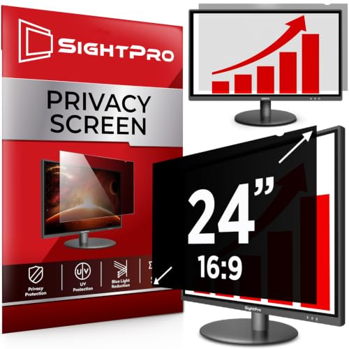 SightPro 24 Inch 16:9 Computer Privacy Screen Filter for Monitor - Privacy Shield and Anti-Glare Protector