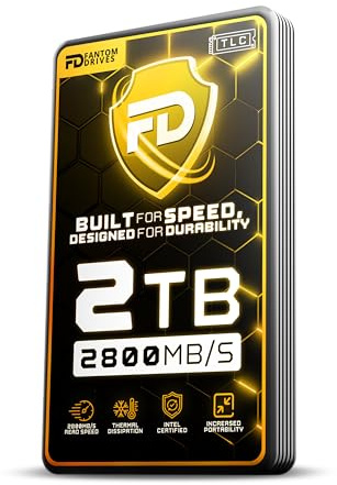 Fantom Drives SSD esterno Extreme da 2 TB - 2800 MB/s, Thunderbolt 3 e 4, USB tipo-C, alluminio, NAND 3D TLC, TB3X-2300N2TB