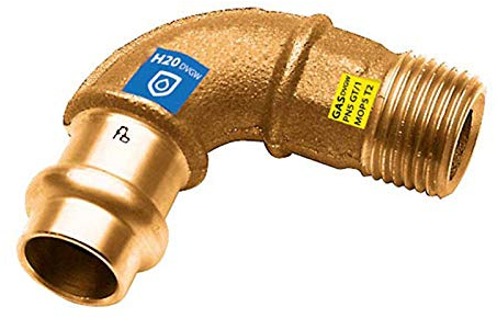 Frabo Gas - Wasser Kombifitting Pressfitting V Kontur Winkel 90° I mit R Gewinde 1/2x15mm