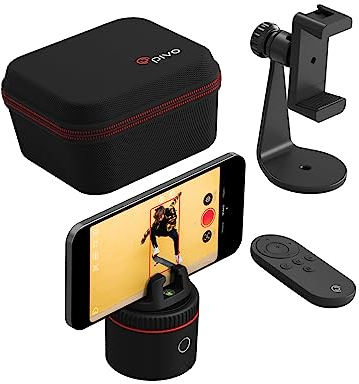 Pivo Pod Lite Klassisch Smartphone-Pod &-Halterung, automatische Verfolgung & Bewegungssensor für freihändige 360°-Aufnahmen, Kamera, Handystativ mit Fernbedienung, Halterung & Transportetui