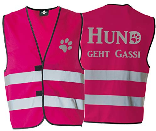 Generisch Warnweste Sicherheitsweste Hund geht Gassi mit reflektierendem Aufdruck 8 Farben 5 Größen (XL, Pink)
